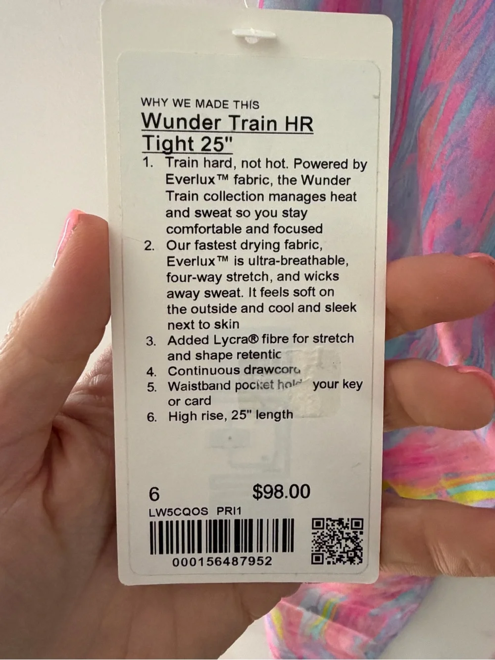 Lululemon Wunder Train HR 25” Size 6 NWT
